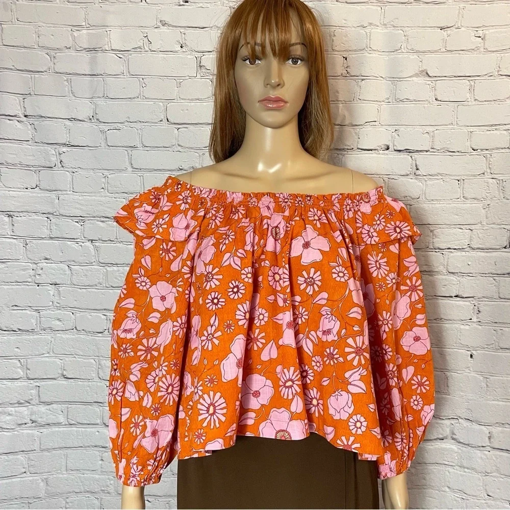 NWT New $98 Free People Miss Daisy Printed Cotton Top Size XS
